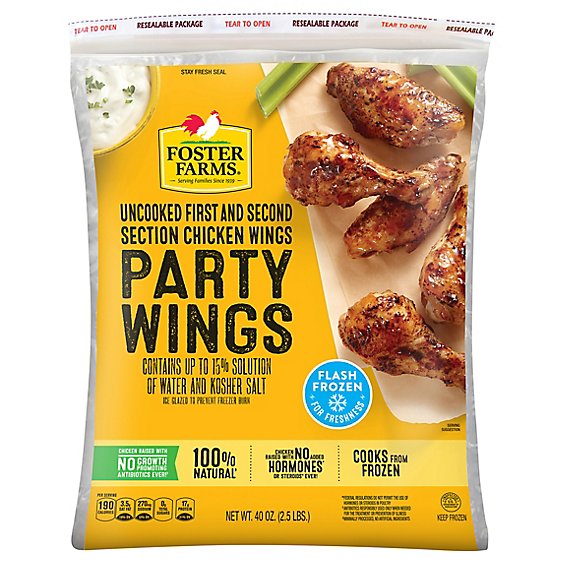 Foster Farms Chicken Wings Party Wings Individually Fast Frozen - 40 Oz
