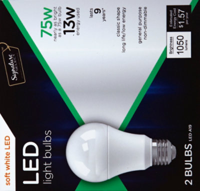 Signature SELECT Light Bulb LED Soft White 13W A19 - 2 Count - Image 4