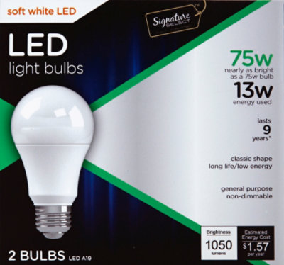 Signature SELECT Light Bulb LED Soft White 13W A19 - 2 Count - Image 2