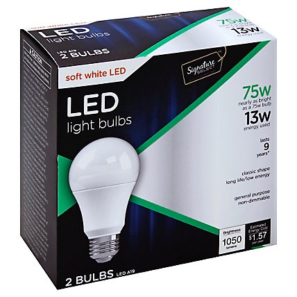 Signature SELECT Light Bulb LED Soft White 13W A19 - 2 Count - Image 1