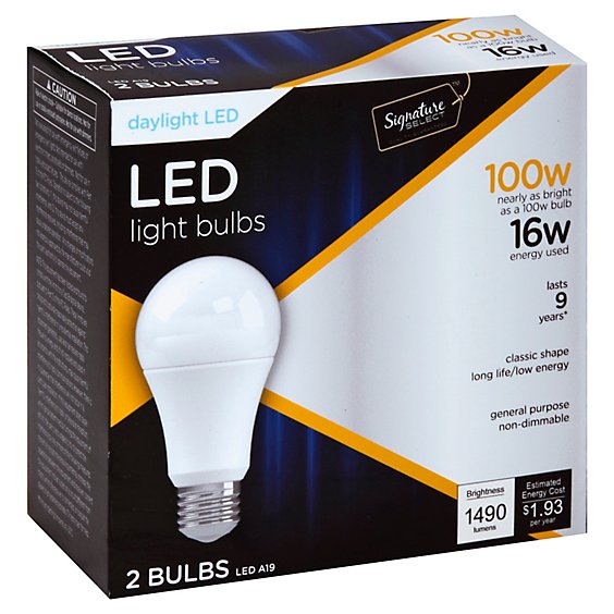 Signature SELECT Light Bulb LED Daylight 16W A19 - 2 Count