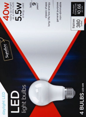 Signature SELECT Light Bulb LED Daylight 5.5W A19 380 Lumens - 4 Count - Image 4