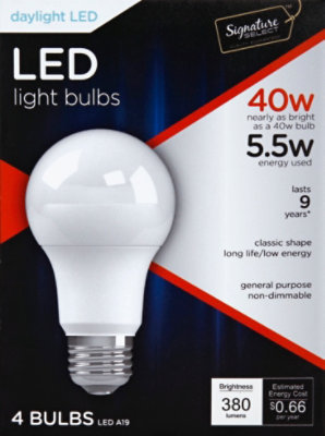 Signature SELECT Light Bulb LED Daylight 5.5W A19 380 Lumens - 4 Count - Image 2