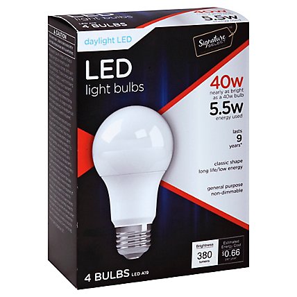Signature SELECT Light Bulb LED Daylight 5.5W A19 380 Lumens - 4 Count - Image 1