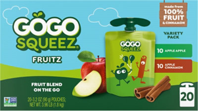 GoGo squeeZ Applesauce Variety Pack Apple Cinnamon - 20-3.2 Oz