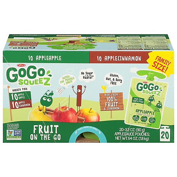 GoGo squeeZ Applesauce Variety Pack Apple Cinnamon - 20-3.2 Oz