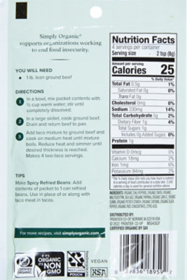 Simply Organic Seasoning Mix Taco Spicy Pouch - 1.13 Oz - Image 5