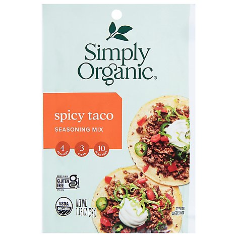 Simply Organic Seasoning Mix Taco Spicy Pouch - 1.13 Oz
