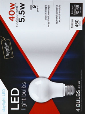 Signature SELECT Light Bulb LED Daylight 5.5W A19 450 Lumens - 4 Count - Image 4