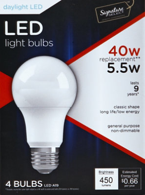 Signature SELECT Light Bulb LED Daylight 5.5W A19 450 Lumens - 4 Count - Image 2