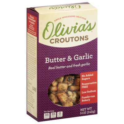 Olivias Croutons Crouton Butter & Garlic - 5 Oz