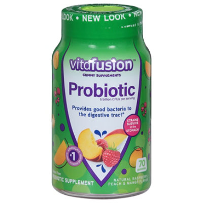 Vitafusion Natural Raspberry Peach Mango Probiotics Gummies - 70 Count - Image 3