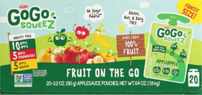 GoGo squeeZ Applesauce, Variety Apple Banana Strawberry - 20 - 3.2 Oz - Image 2