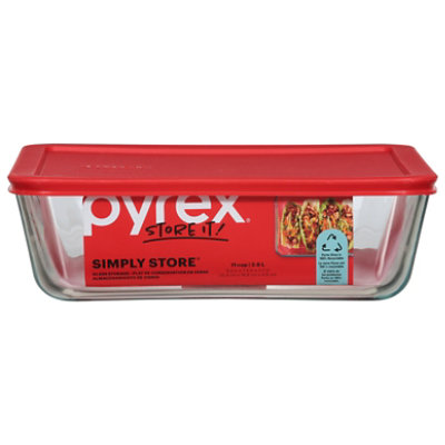 Pyrex Simply Store Glass Storage With Red Lid Rectangular 11 Cup - Each - Image 3