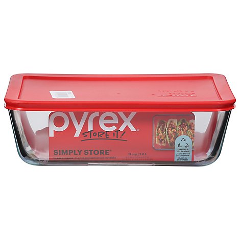 3-Cup Red Pyrex Rectangular Food Storage Glass 