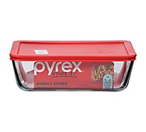Pyrex Simply Store Glass Storage With Red Lid Rectangular 11 Cup - Each