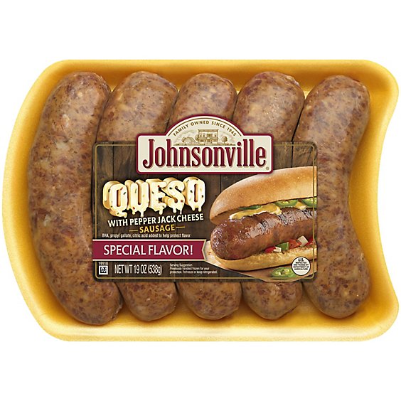 Johnsonville Bratwurst Pork Queso Pepper Jack Cheese Natural Casing  5 Links - 19 Oz
