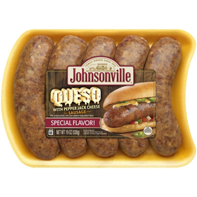 Johnsonville Bratwurst Pork Queso Pepper Jack Cheese Natural Casing  5 Links - 19 Oz - Image 1