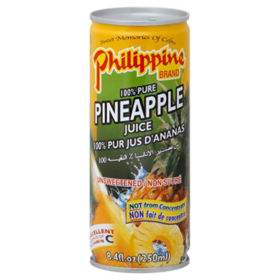 Philippine Brand Juice Drink Pineapple 100% Pure Unsweetened Can - 8.4 Fl. Oz. - Image 1