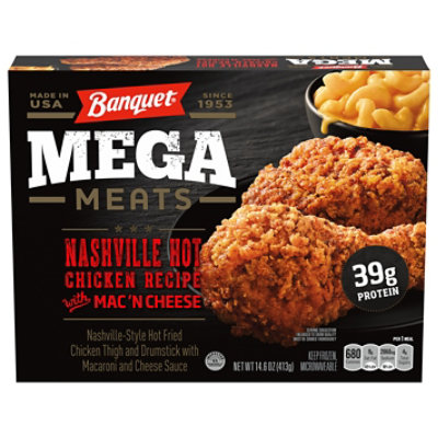 Banquet Mega Meats Nashville Hot Fried Chicken With Mac N Cheese Frozen Meal - 14.6 Oz - Image 1