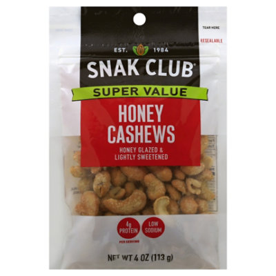 Snak Club Sv Honey Cashews - 4 Oz - Image 1