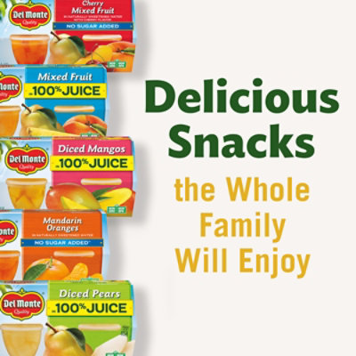 Del Monte Fruit Cup Snacks Diced Peaches Diced Pears Mandarin Oranges Family Pack - 12 Count - Image 2