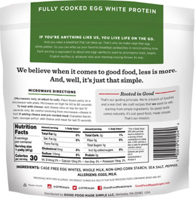 Good Food Made Simple Egg White Patties Cage Free 4 Inch Pouch 5 Count - 10 Oz - Image 6