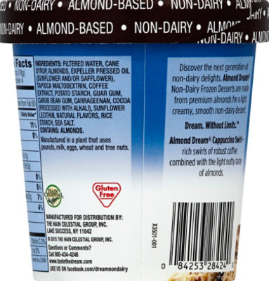 Almond Dream Frozen Dessert Non Dairy Cappuccino Swirl Tub - 1 Pint - Image 3