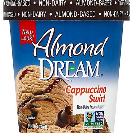 Almond Dream Frozen Dessert Non Dairy Cappuccino Swirl Tub - 1 Pint - Image 2