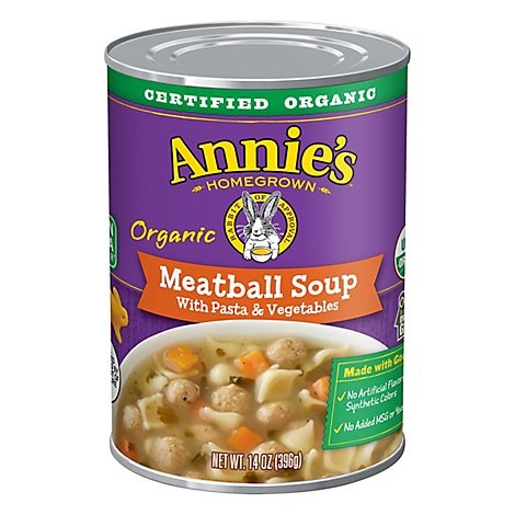 Annies Homegrown Soup Organic Meatball With Pasta & Vegetables Can - 14 Oz