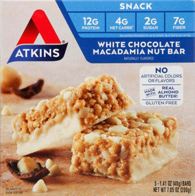 Atkins Snack Bar White Chocolate Macadamia Nut Box - 5-1.41 Oz - Image 2