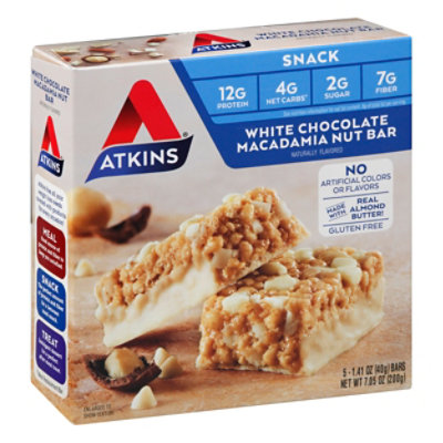 Atkins Snack Bar White Chocolate Macadamia Nut Box - 5-1.41 Oz