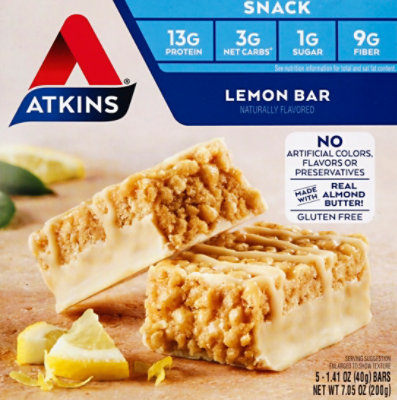 Atkins Snack Bar Lemon Box - 5-1.41 Oz - Image 2