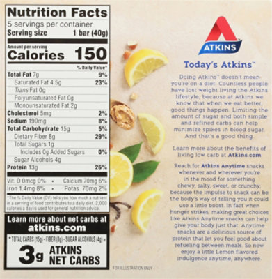 Atkins Snack Bar Lemon Box - 5-1.41 Oz - Image 6