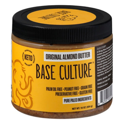Base Culture Almond Butter Raw Original Jar - 16 Oz