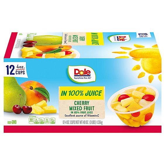 Dole Mixed Fruit Cherry In 100% Juice Box - 12-4 Oz