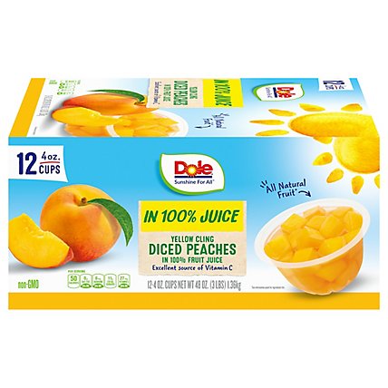 Dole Peaches Diced Yellow Cling In 100% Juice Box - 12-4 Oz - Image 4