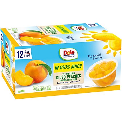 Dole Peaches Diced Yellow Cling In 100% Juice Box - 12-4 Oz - Image 1