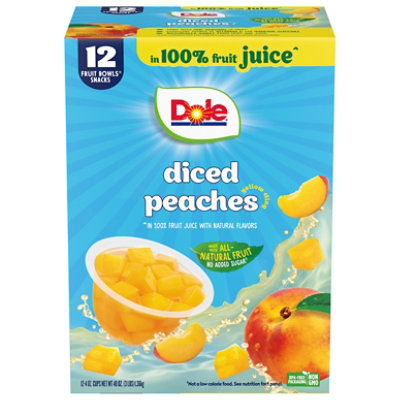 Dole Peaches Diced Yellow Cling In 100% Juice Box - 12-4 Oz