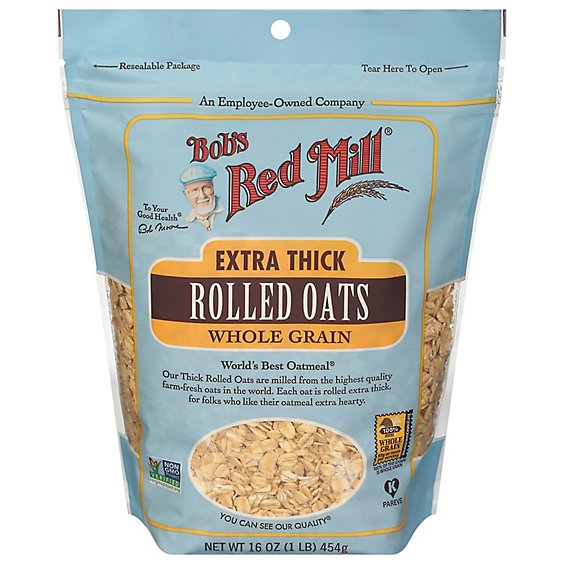 Bobs Red Mill Rolled Oats Extra Thick Whole Grain - 16 Oz