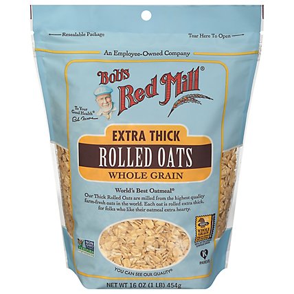 Bobs Red Mill Rolled Oats Extra Thick Whole Grain - 16 Oz - Image 1