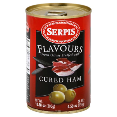 Serpis Flavours Green Olives Stuffed With Cured Ham Can - 10.58 Oz - Image 1
