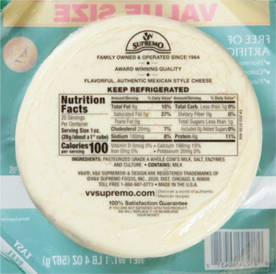 V & V Supremo Queso Fresco - 20 Oz - Image 6