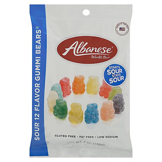 Albanese Candy Gummi Bears Sour 12 Flavor - 7 Oz