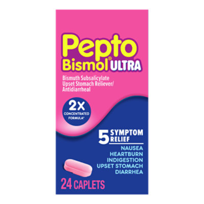 Pepto-Bismol Ultra 5 Symptom Relief Anti Diarrhea Caplets - 24 Count - Image 1