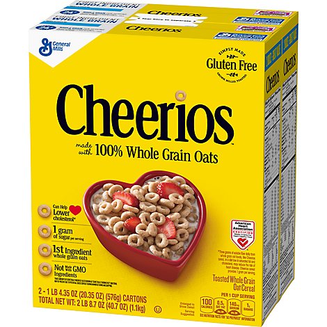Cheerios Cereal Whole Grain Oats Toasted - 2-4.35 Oz