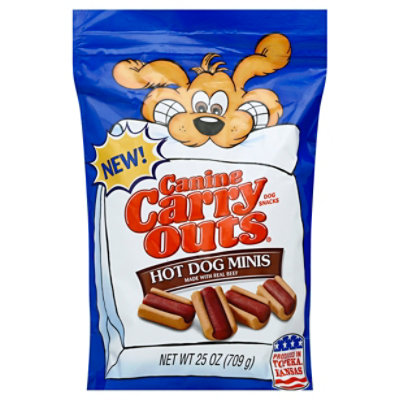 Canine Carry Outs Dog Snacks Hot Dog Minis Pouch - 25 Oz