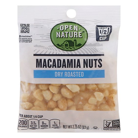 Open Nature Macadamia Nuts Dry Roasted Chopped - 2.25 Oz