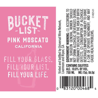 Bucket List Pink Moscato Pink Wine - 750 Ml - Image 2