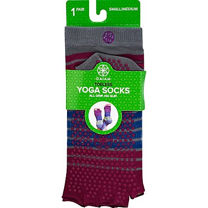 Gaiam Yoga Socks Toeless Small/Medium Bright Bouquet - Each - Image 2